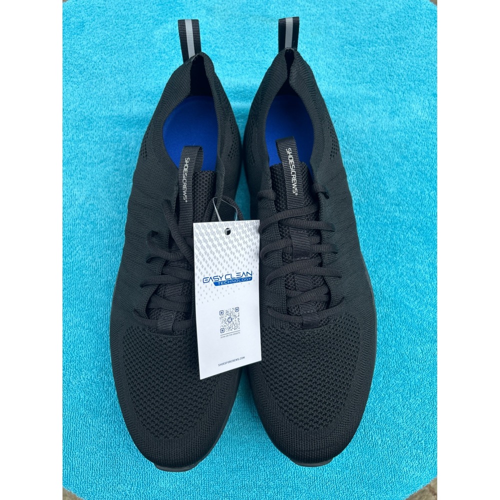 Shoes For Crews 22149 Mens Black Knit Slip Resistant Work Sneakers Size 13